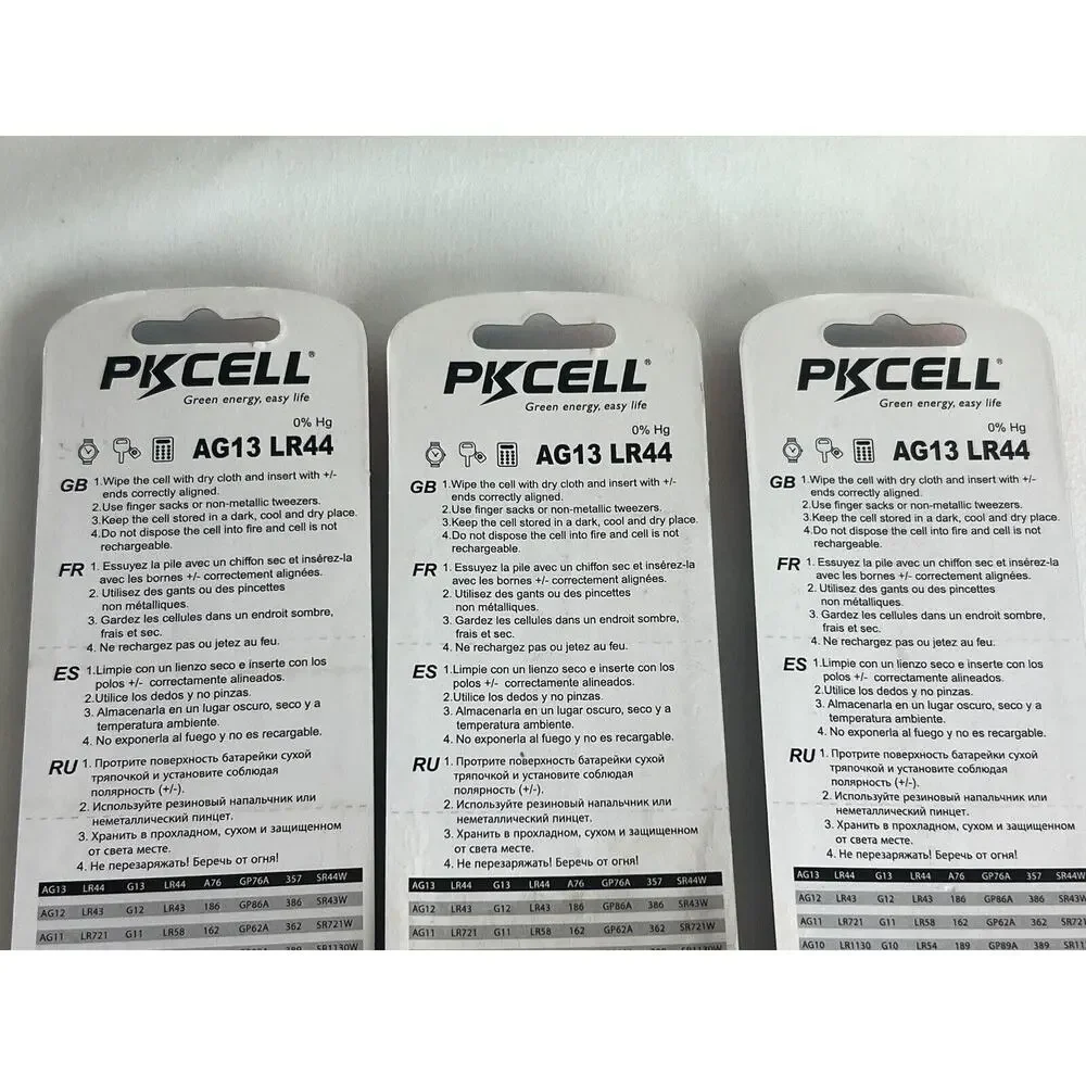30 Pack Pkcell AG13 LR44 Alkaline 1.5V Cell Battery LED Watch Key New 3 Pks 10